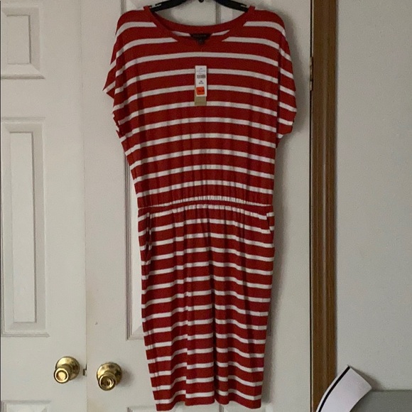 Burnt orange and white strip dress - Picture 1 of 3